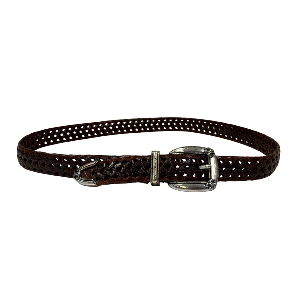 Fossil Womens Medium Brown Braided Genuine Leather Western Belt Rodeo Country